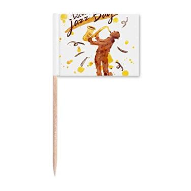 Imagem de Instrumentos musicais de saxofone com estampa aquarela, palito, bandeiras, marcadores, decoração de festa