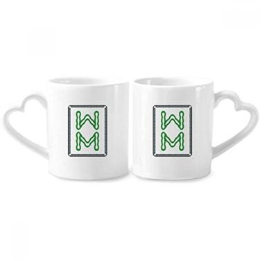 Imagem de Mahjong Bamboo Bar 8 Azulejos Padrão Casal Caneca Porcelana Conjunto de Cerâmica Amante Copo Coração Alça