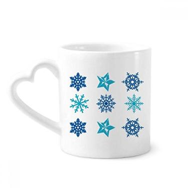 Imagem de Caneca com ilustração de floco de neve de Natal circular caneca de café cerâmica copo de coração de vidro