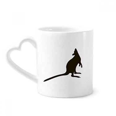 Imagem de Caneca preta com retrato de animal canguru café cerâmica copo de coração de vidro