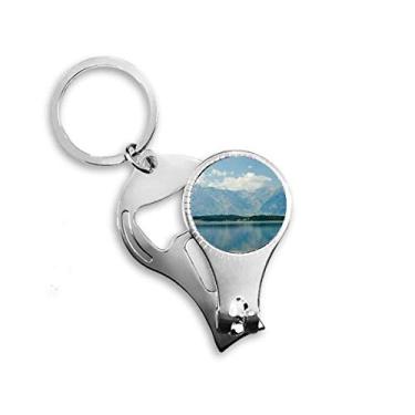 Imagem de Mountain River Forest Reflection Sky Cloud Nail Nipper Ring Chaveiro Abridor de Garrafas Cortador