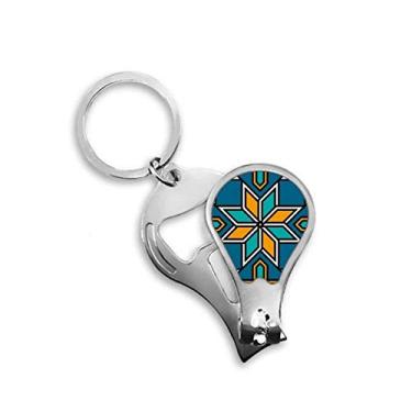 Imagem de Cortador de unhas azul laranja marroquino flor abstrata cortador abridor chaveiro tesoura