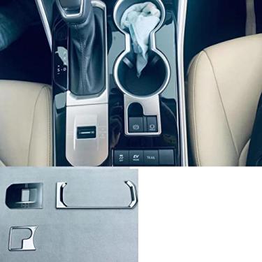 Imagem de Xodouhi Apto para Toyota Highlander 2020 2021 2022 Tampa do painel do console do botão de câmbio de marchas aço inoxidável (mat)