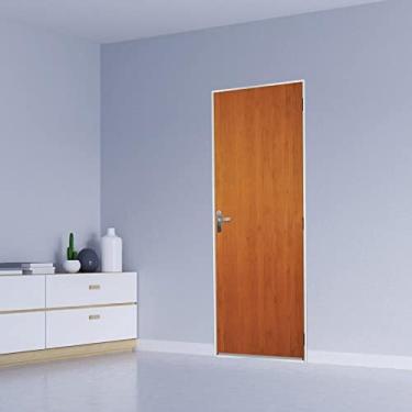 Imagem de Kit Porta Melamínica Semi-oca Lisa Direita 215x85cm Açomad Mgm Mogno