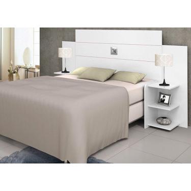 Imagem de Cabeceira Para Cama Box Casal/Queen 6 Prateleiras Regulável Branco Acapulco J&A Móveis 110x228x36