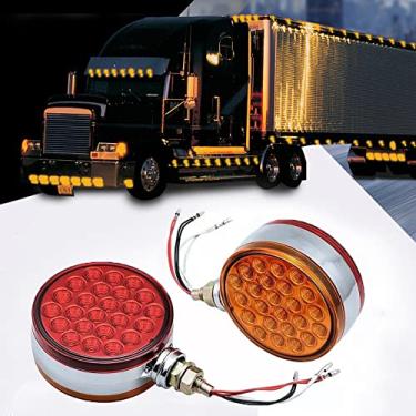 Imagem de 12v 24v Round Signal Light Lights 48led For Car Trucks Trailers Lorry Tratores Double Side Indicator Safety Aviso Lâmpada 2pcs
