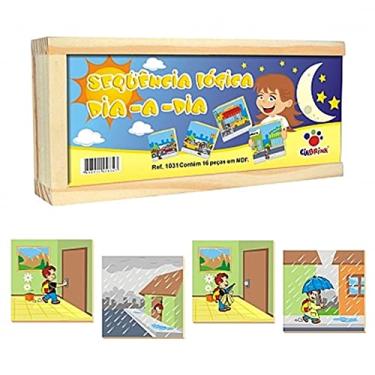 Imagem de Sequência Lógica Lúdico Dia-A-Dia Jogo Educativo - Ciabrink -16 peças