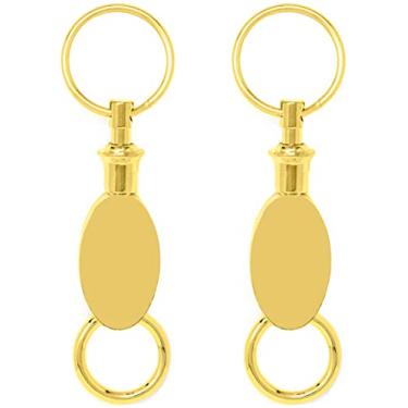 Imagem de Stephanie Imports Conjunto de 2 chaveiros destacáveis de liberação rápida com dois chaveiros, Oval dourado, tamanho �nico