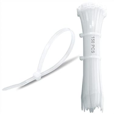 Imagem de Wahsure – abraçadeiras de plástico transparentes de 30,5 cm com zíper de 30,5 cm para cerca de 22,7 kg, 150 peças, branco