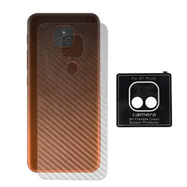 Imagem de Película Traseira Fibra de Carbono Compatível com Motorola Moto E7 Plus + Película de Câmera