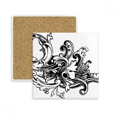 Imagem de Decoração de arte barroca moderna padrão quadrado porta-copos suporte para caneca, pedra absorvente para bebidas, presente de 2 peças