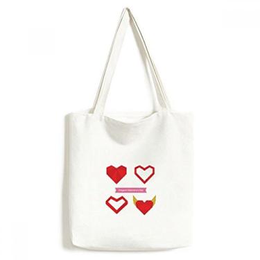 Imagem de Sacola de lona vermelha abstrata de Natal origami coração bolsa de compras bolsa casual