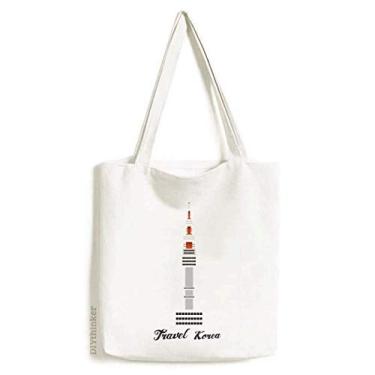 Imagem de Seoul Tower na Coreia Art Déco, bolsa de compras de lona, bolsa casual