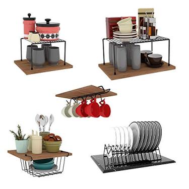 Imagem de Kit Organizador P/Cozinha E Armário Aramado 5pças (preto)