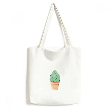 Imagem de Bolsa de lona com ilustração de sorvete verde de aveia bolsa de compras casual