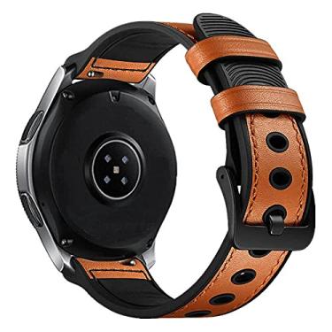 Imagem de Pulseira 22mm Hybrid Couro/Borracha LTIMPORTS, compativel com Galaxy Watch 3 45mm - Galaxy Watch 46mm - Gear S3 Frontier - GTR 4/GTR 3/GTR 2/ GTR 47MM / BIP 5 (Marrom-Laranja)