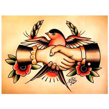 Imagem de Placa Decorativa Para Barbearias Quyen Dihn swallow Handshake