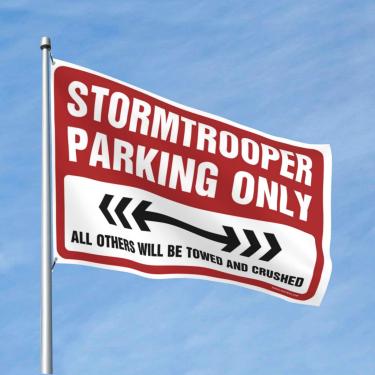 Imagem de CakJuice Coisas para quarto de meninos Stormtrooper estacionamento apenas bandeira decoração de porta de quarto decoração (tamanho: 60X90CM)