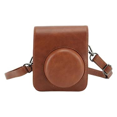 Imagem de Bolsa portátil para câmera, capa protetora para câmera com abertura precisa de alta carga, couro PU à prova de manchas para compras (marrom)