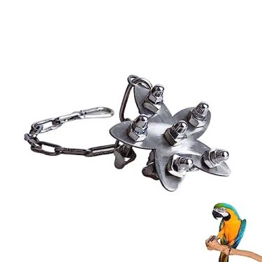 Imagem de Barn Eleven Brinquedo de aço inoxidável para gaiola de pássaro, gaiola de pássaro, pendurada, mordida, pingente de exibição para papagaio, arara, cinza africano, cacatua, periquito, calopsitas conure