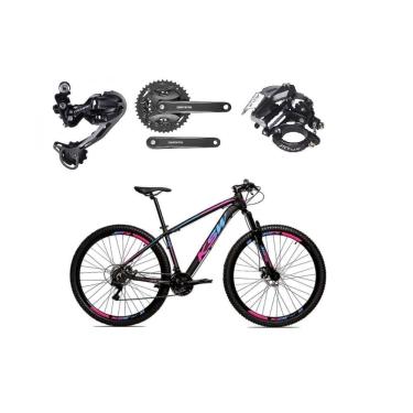 Imagem de  Bicicleta Aro 29 Ksw Xlt Alumínio Câmbio Traseiro Shimano Deore e Altus 27v Freio Hidráulico Garfo Com Trava - Preto\Pink\Azul