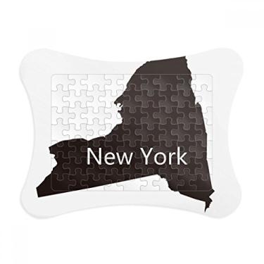 Imagem de Moldura de quebra-cabeça de mapa New York USA com contorno de mapa e ornamento de quebra-cabeça