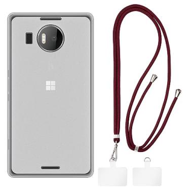 Imagem de Shantime Capa Microsoft Lumia 950 XL + cordões universais para celular, pescoço/alça macia de silicone TPU capa protetora para Microsoft Lumia 950 XL (5,7 polegadas)