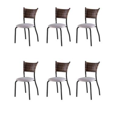 Imagem de Conjunto Com 6 Cadeiras Espanha Vi Bege 89 Cm - Mais Decor