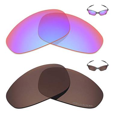 Imagem de Mryok+ 2 pares de lentes polarizadas de substituição para óculos de sol Oakley Juliet – Rosa cobalto/marrom bronze