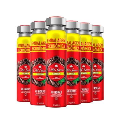 Imagem de Kit Desodorante Spray Antitranspirante Old Spice Lenha 200ml - 6 Unidades