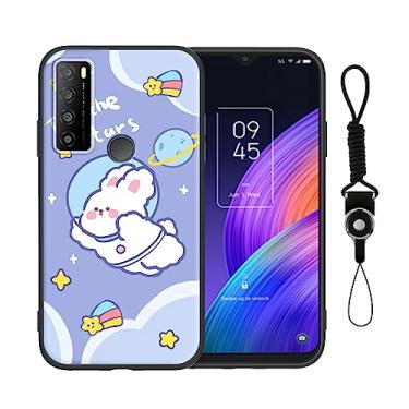 Imagem de Nuouxoco Capa de telefone TCL 30 XL com alça de cordão meninas mulheres anime design fofo animação de silicone macio desenho animado kawaii capa legal para TCL 30 XL (T701DL) 6,8 polegadas - coelho