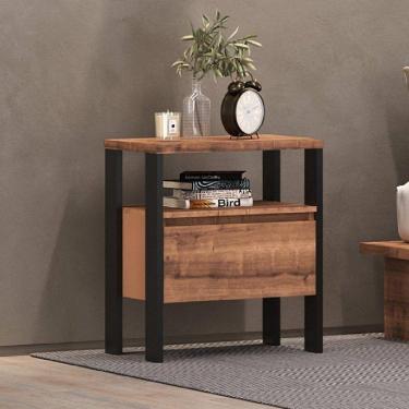 Imagem de Mesa de Cabeceira Industrial 1 Gaveta M122 Foscarini Preto/Solanum