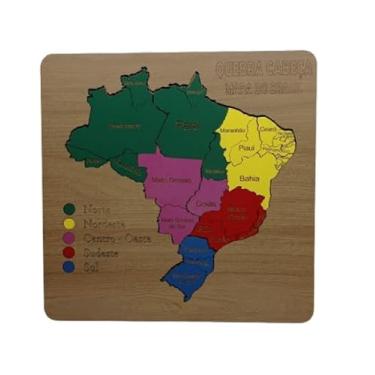 Imagem de Artesanato Feliz Criança Quebra Cabeça Educativo Mapa do Brasil Mdf Colorido