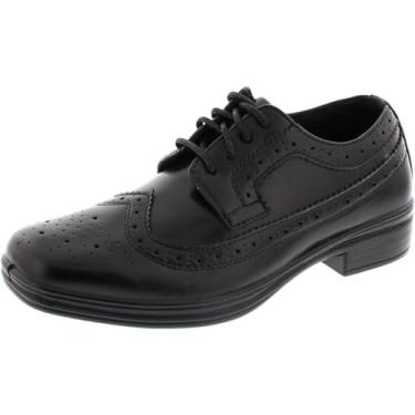 Imagem de Deer Stags Sapato social masculino Ace formal Wingtip Brogue Oxford para igreja, uniforme escolar, graduação/bagagem, Preto, 17