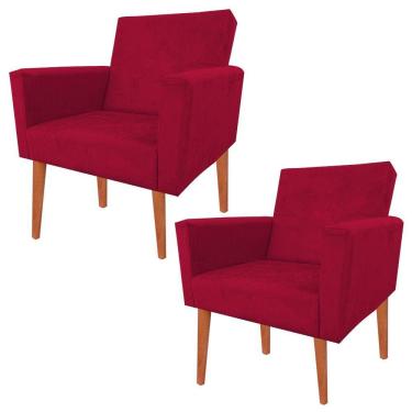 Imagem de Kit 2 Cadeira Poltrona Consultório Escritório Recepção Reforçadas Nina Vermelho	