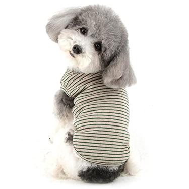 Imagem de Ranphy Roupas para cães pequenos, listradas, camiseta para cachorro, gato, manga curta, colete de algodão macio para cachorrinho, respirável, camiseta regata para cachorro Chihuahua Yorkshire Terrier