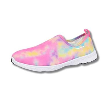 Imagem de Wave Runner Sapatos aquáticos femininos - Sapatos aquáticos de secagem rápida com estilo - Tênis aquático leve antiderrapante para uso ao ar livre, Tie Dye rosa, 37