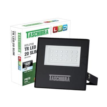 Imagem de Refletor Taschibra Led Tr Slim 20W Luz Branco Fria 6500K Preto Bivolt