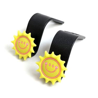 Imagem de MaPctSy 2 ganchos de girassol para assento de carro gancho de armazenamento de veículos, gancho de encosto de cabeça para assento de flor de sol fofo para bolsa, pano, bolsas de compras, gancho de