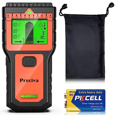 Imagem de Localizador de pinos, scanner de parede Preciva - Detector de parede multifuncional 8 em 1 com 6 modos e 2 funções para detecção de parafusos, madeira, metal e fios CA (bateria de 9 V incluída)