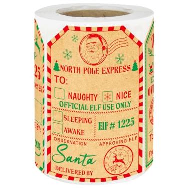 Imagem de Etiquetas de , etiquetas de nome para , etiquetas de Natal para presentes, 200 peças, adesivos autoadesivos de presente Kraft do Papai Noel