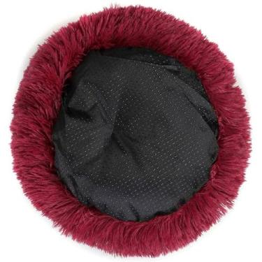 Imagem de QIYANER Cama para gato, Redonda Tecido de pelúcia toca para gatos cama casinha,Fundo não derrapante Macia e Confortável Diâmetro externo 50CM para Cachorros e Gatos Pet,Red,80CM