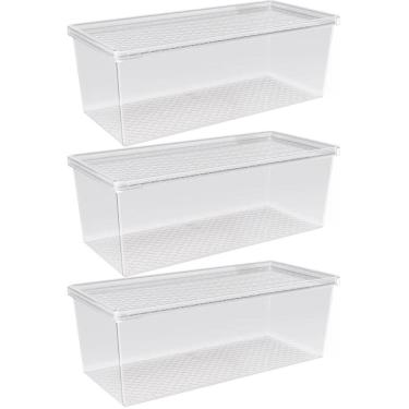 Imagem de Kit 3 Organizadores de Geladeira com Tampa 4,5L Frutas Legumes  Multiuso Transparente UZ