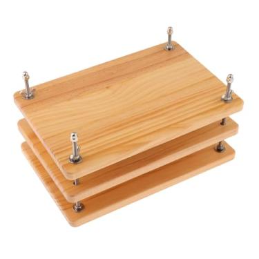 Imagem de oshhni Prensas de livro de madeira, máquinas de prensas de papel plana, prensas de encadernação resistentes, ferramenta de encadernação de livros para