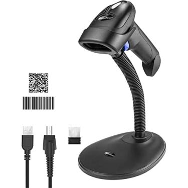 Imagem de Scanner de código de barras sem fio 1D 2D com suporte, leitor de código QR automático portátil NetumScan suporta digitalização de tela, leitor de código de barras de imagem CMOS portátil com receptor