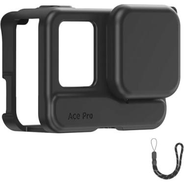 Imagem de VRIG Capa protetora de silicone para Insta360 Ace Pro, capa protetora com protetor de lente para Insta360 Ace Pro (capa preta Ace Pro)