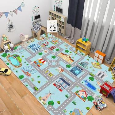 Imagem de MLLgYq Tapete infantil para carro, 15 x 23 cm, tapete para carros de brinquedo e trens, tapete antiderrapante para pista de corrida, tapetes educativos e divertidos, para quarto de meninos e meninas