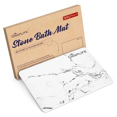 Imagem de Graplife Tapete de banho de pedra - Tapete de chuveiro de terra diatomácea super absorvente antiderrapante - Tapete de secagem rápida para balcão de cozinha, banheira e piso de banheiro - branco 59,7