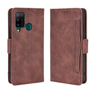 Imagem de Capa com compartimento para cartão para Doogee N20 Pro, capa flip carteira de couro para Doogee N20 Pro, capa magnética retrô para celular, capa carteira com compartimentos para cartões