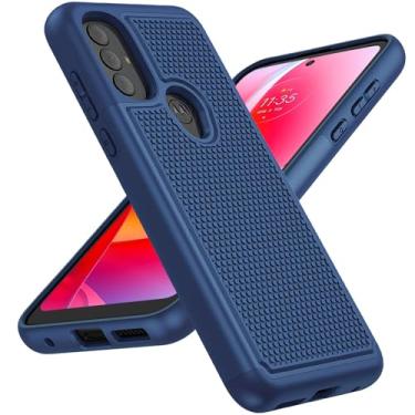 Imagem de Capa para Motorola Moto G Power 2022: Capa protetora de camada dupla resistente à prova de choque com parte traseira texturizada antiderrapante - Proteção militar resistente - 6,5 polegadas (azul marinho)